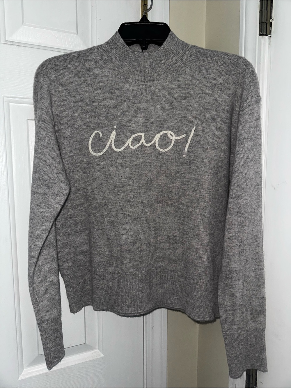 NWT Charter Club Luxury 100% Cashmere Ciao Gray Mock Neck Sweater XS